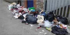  ??  ?? Serious illegal dumping at Bessexwell Lane in Drogheda Town Centre