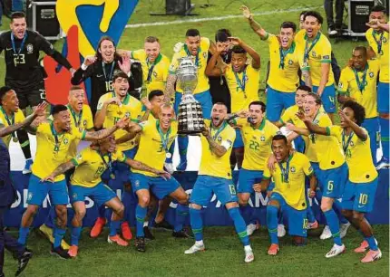  ?? AFP ?? El equipo de Brasil es el campeón vigente de la Copa América después de haber conseguido el título en condición de local.