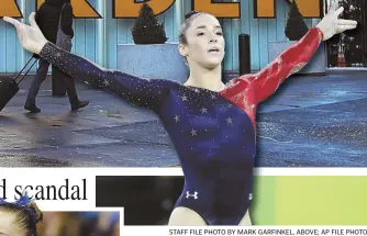  ?? STAFF FILE PHOTO BY MARK GARFINKEL, ABOVE; AP FILE PHOTOS ?? FURY REMAINS: Aly Raisman, above, took to Twitter to address the abuse scandal as former Olympic hopeful Maggie Nichols, left, came forward as another victim.