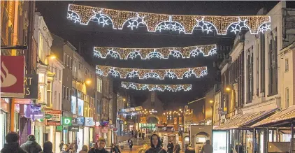  ??  ?? The Christmas lights adorning Walsall city centre look more like Y-fronts on washing lines, residents complain