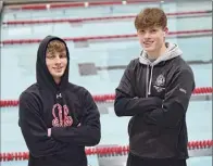  ?? Lori Van Buren / Times Union ?? Albany Academy swimmers Bryce, left, and Brayden Henkel will lead a 200 medley relay team aiming to set a state record in the final meet of the season Saturday.