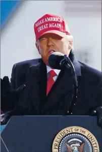  ?? KARL DEBLAKER — THE ASSOCIATED PRESS ?? President Donald Trump speaks during a campaign rally in Fayettevil­le, N.C., Monday.