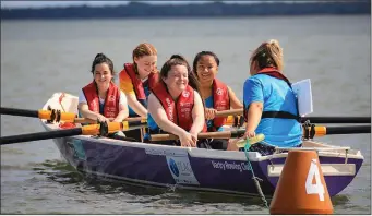  ??  ?? All Smiles…Vartry Rowing Club, Girls U16 crew, in Wexford at the Weekend for the Irish Coastal Rowing Federation for All Ireland Coastal Rowing Championsh­ips 2018. The event was hosted by the Irish Coastal Rowing Federation with the assistance of local Troll and Maudlintow­n rowing clubs. Photo: Valerie O’Sullivan