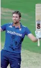  ??  ?? Big runs: captain Dawid Malan salutes his ton against Sri Lanka,
top, and Sam Billings hits out on his way to 175 against Pakistan A, below