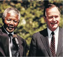  ?? Picture: AFP ?? The then US president George HW Bush meets Nelson Mandela in Washington DC shortly after Mandela’s release from jail in 1990.