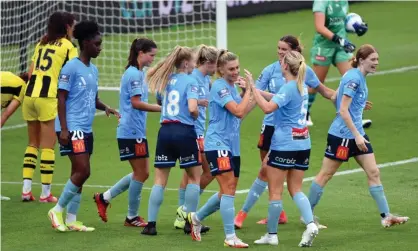  ?? Photograph: Mick Tsikas/ AAP ?? Sydney FC continued their perfect A-League Women record with a 3-0 win over Wellington Phoenix on Sunday.