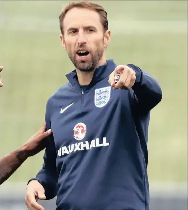  ??  ?? MAKING A POINT: England manager Gareth Southgate during training at Burton upon Trent.
