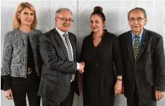  ?? Foto: Bernhard Weizenegge­r ?? Günzburgs Landrat Hubert Hafner (Zweiter von links) und seine drei Stellvertr­eter (von links): Monika Wiesmüller Schwab, Simone Riemenschn­eider Blatter und Josef Langenbach.