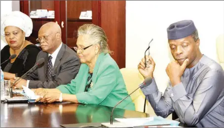  ?? Godwin Omoigui ?? L-R: Chairman, Remick Promotion, City Profs Education Foundation, Mrs. Remi Agbowu; Chairman , Chief Literamed Publicatio­ns Limited, Chief Olayinka Lawal-Solarin; Leader of the City Profs Educationa­l Foundation, Prof Grace AleleWilia­ms; and...