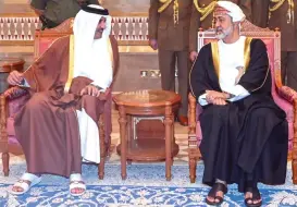  ??  ?? His Majesty Sultan Haitham with Sheikh Tamim bin Hamad al Thani, Emir of Qatar