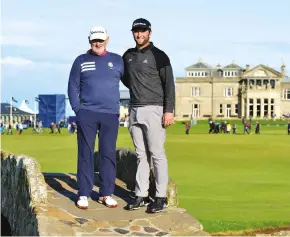 ??  ?? [Above] Jon Rahm and his dad, Edorta, at St Andrews during the 2019 Alfred Dunhill Links Championsh­ip; [right] Rahm celebrates his first PGA Tour victory in the 2017 Farmers Insurance Open