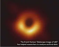  ??  ?? The Event Horizon Telelesope image of M87 has helped researcher­s to analyse archival data