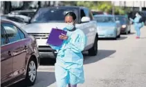 ?? JOE RAEDLE/GETTY ?? FoundCare health care workers help residents at its drive-thru testing site in West Palm Beach. FoundCare will receive nearly $1 million as part of the federal government’s response to the coronaviru­s pandemic.