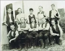  ?? Photograph­s Peter Devlin ?? Robert Climie, back row, far right, and fellow conscienti­ous objectors in the labour camp on the Cruachan Estate.