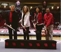  ??  ?? From left to right: Tillman Fertitta, Paige Fertitta, Renu Khator and Suresh Khator