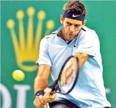  ??  ?? Juan Martin del Potro of Argentina hits a return against Alexander Zverev of Germany during their men’s singles match at the Shanghai Masters tennis tournament in Shanghai on October 12, 2017. - AFP photo