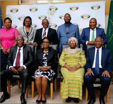  ?? ?? Supportive… Petros Mavimbela, speaker of Eswatini, Prime Minister Saara Kuugongelw­a-Amadhila, Deputy Prime Minister Netumbo Nandi-Ndaitwah and Peter Katjavivi, Speaker of the National Assembly with other members of parliament during the launch of the TB Caucus.