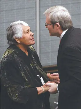  ?? ?? Australian Aborigine Lowitja (Lois) O'Donoghue with Kevin Rudd in 2008.