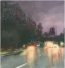  ?? ?? Patrick Clagett,“MD 301N in the rain”, mixed media, watercolor at Paul’s Homewood Café.