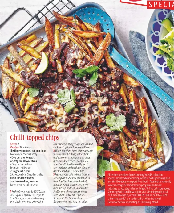  ?? ?? 400g can chunky steak or 392g can stewed steak
Fresh coriander leaves and lime wedges, to serve