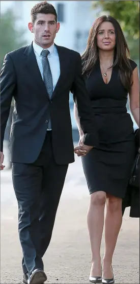  ??  ?? Retrial: Ched Evans at court with fiancée Natasha Massey yesterday