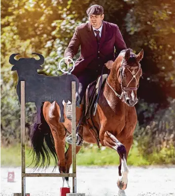  ?? Foto: Ricarda Piotrowski ?? Reitsport der ganz besonderen Art wird bei der deutschen Meistersch­aft „Working Equitation“in Thierhaupt­en zu sehen sein.