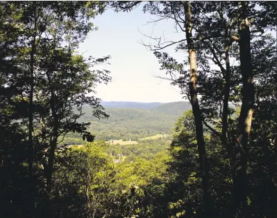  ?? Katrina Koerting / Hearst Connecticu­t Media ?? The view from a trail on Kent Mountain.