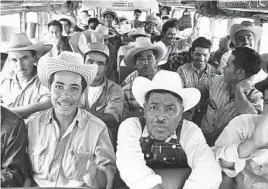  ?? GETTY IMAGES ?? A Mexico-bound bus with braceros who have completed their work contracts at a sugar beet farm pulls out of Fort Lupton, Colo., in this 1959 photo.