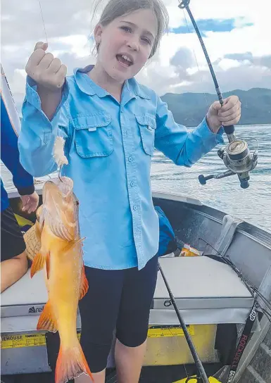  ??  ?? Ava Ramm, 10, from Charters Towers caught this coral trout near Magnetic Island yesterday.