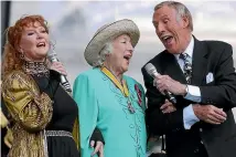  ?? AP ?? In this July, 10, 2005 file photo, Dame Vera Lynn, centre, singer Petula Clark, left and entertaine­r Bruce Forsyth sing We’ll Meet Again, during the World War II 60th Anniversar­y Service at Horse Guards Parade, in London.