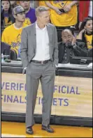  ??  ?? Warriors coach Steve Kerr struggles to understand his team’s underwhelm­ing play against the Toronto Raptors in a NBA Finals Game 4 loss Friday in Oakland, Calif.