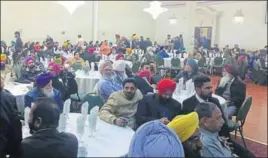  ?? HT PHOTO ?? AAP’s NRI supporters gathered to see the Punjab assembly election results at Shingaar Banquet in Brampton, Canada on Saturday.