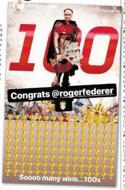  ?? INSTAGRAM ?? 120 Titel, das wärs! Ex-skistar Lindsey Vonn hat ein paar Pokal-emojis zu viel verschickt.