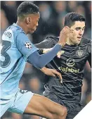  ??  ?? Tosin Adarabioyo up against Celtic’s Tom Rogic.