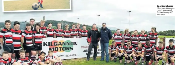  ??  ?? Steven as a wee boy playing opposite the actual red works van Sporting chance Kilgannon Motors are proud sponsors of Stirling County RFC Academy