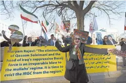  ?? JOSE LUIS MAGANA/AP ?? Iranian-Americans rally Monday in Washington in solidarity with those in Iran, who celebrate Gen. Qassem Soleimani’s death.