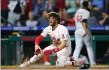  ?? MATT SLOCUM — THE ASSOCIATED PRESS ?? The Phillies’ Bryce Harper, shown during a game in September against Baltimore, won his second career National League MVP Award Thursday.