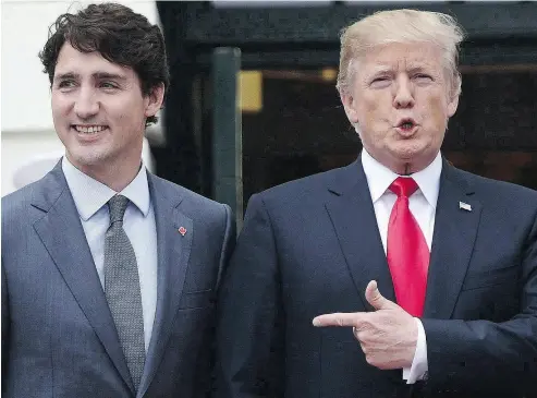  ?? SEAN KILPATRICK / THE CANADIAN PRESS FILES ?? Prime Minister Justin Trudeau and U.S. President Donald Trump meet at the White House last year.