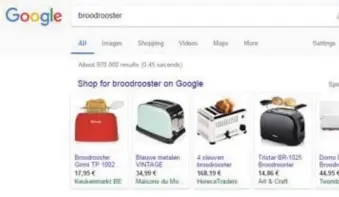 ?? © Google ?? Google bevoordeel­t zijn eigen prijsverge­lijkingsdi­enst bij zoekacties op het internet.