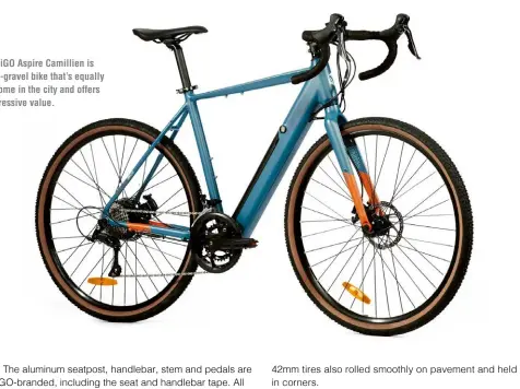  ?? ?? The iGO Aspire Camillien is an e-gravel bike that’s equally at home in the city and offers impressive value.