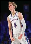  ?? Tim Aylen/Associated Press ?? Kansas’ Gradey Dick scored 25 points to help No. 3 Kansas beat North Carolina State.