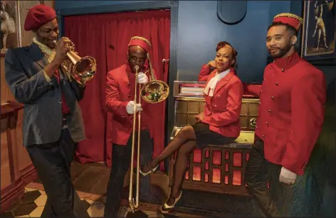  ?? DAVID STEVENS — EMANCIPATI­ON THEATER COMPANY ?? The ensemble of the Five Points history play “In the Pocket: The Ballad of Bobby Trombone.” From left: Wesley Watkins, playwright Jeffrey Campbell, Danette Hollowell and Shane Franklin.