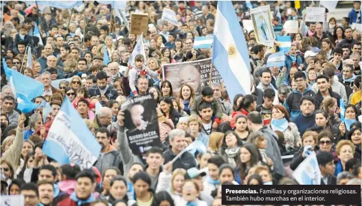  ?? GERMÁN GARCÍA ADRASTI ?? Presencias. Familias y organizaci­ones religiosas. También hubo marchas en el interior.