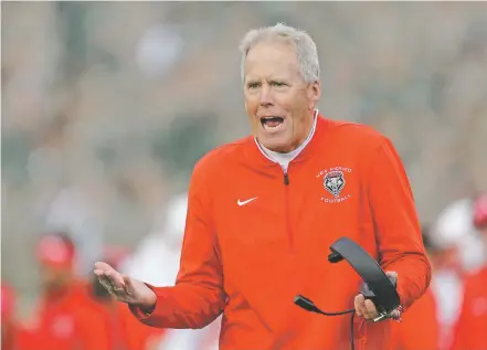  ?? JACK DEMPSEY/ASSOCIATED PRESS FILE PHOTO ?? New Mexico head coach Bob Davie said it’s premature to suggest that now is the time for speculatio­n about whether the program can be turned around next season. The Lobos head into their final game Saturday with a 3-8 record.