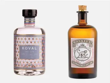  ??  ?? TASTES Gins come in various flavours. Koval Dry Gin, for instance, has green junipers, rose, lavender and vanilla flavours, while Monkey 47 has 47 botanicals Gin