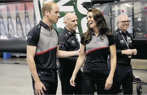  ??  ?? ROYAL VISIT: The Duke and Duchess of Cambridge tour Land Rover BAR’s Portsmouth boat shed during the America’s Cup World Series