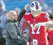  ?? Adrian Kraus Associated Press ?? BRIAN DABOLL guided quarterbac­k Josh Allen to a season in which he set franchise passing records.
