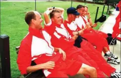  ?? ARKIVFOTO: OLE STEEN ?? Bjarne Riis, Rolf Sørensen, Brian Holm, Jesper Skibby og Lars Michaelsen ses her i forbindels­e med OL i Atlanta i 1996. I dag holder de stadig kontakten.