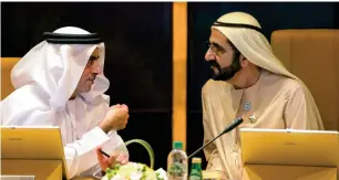  ?? Dubai Media Office ?? HEALTHY DISCUSSION: Sheikh Mohammed and Lt-Gen Sheikh Saif bin Zayed Al Nahyan, Deputy Prime Minister and Minister of Interior, at the Cabinet meeting in Abu Dhabi on Sunday. —