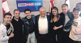  ?? TAKEN FROM GOLDY'S TWITTER ACCT ?? Far right commentato­r Faith Goldy stands next to Doug Ford at Ford Fest on Saturday.